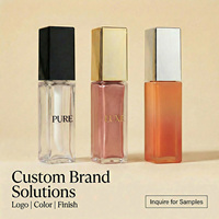 Flacon carré transparent de 10 ml pour brillant à lèvres en PETG, vide, avec livraison rapide et grand applicateur, pour vente en gros et personnalisation de logo.