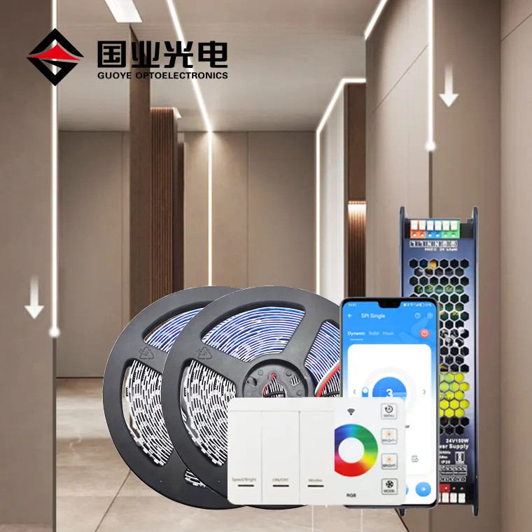 Hot cung cấp 10W 2835 120LED BT Bluetooth App Hệ thống điều khiển không dây thông minh chạy nước Đèn LED Strip Kit