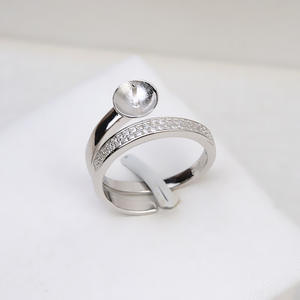 S925 Silver Open <b>Ring</b> for Women Simple Fashionable Living <b>Ring</b> 9-10 <b>Pearl</b> Versatile DIY Jewelry Accessory Holder Trendy Inlay - Product Image 2