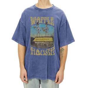 Haute qualité Vintage lavage à l'acide squelette graphique surdimensionné hommes T-Shirt 100% coton 3D Style décontracté coupe ample haut - Product Image 6