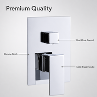 Mitigeur de douche encastré moderne en chrome, robinet de douche carré en laiton avec inverseur et poignée pour hôtel de luxe