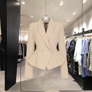 <span class=keywords><strong>Blazer</strong></span> <span class=keywords><strong>Corto</strong></span> da <span class=keywords><strong>Donna</strong></span> alla Moda con Orlo Irregolare, Stile OL, Slim Fit, Doppiopetto, per Abbigliamento da Lavoro - Product Image 1