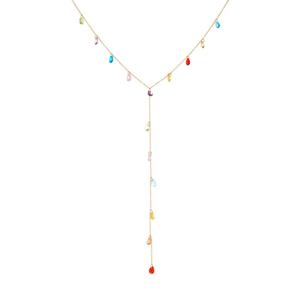 Collar de Acero Inoxidable con Colgante en Forma de Gota, Colorido y Dulce, con Cadena Larga Chapada en Oro - Product Image 5