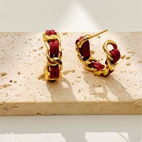 Boucles d'oreilles en laiton en forme de C haut de gamme et tendance, accessoires tissés de luxe léger et de niche