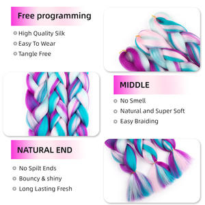 Extensiones de Cabello Sintético Trenzado de 24 Pulgadas para Mujer, Trenzas de Cabello Teñidas de Color Mixto para Peinados, Gran Venta - Product Image 4