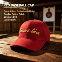 Casquette de baseball légère en coton, style vintage, rouge bordeaux, avec broderie cursive, idéale pour le stand de tir et les week-ends en campagne