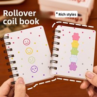 Carnet de notes A7 de poche créatif en papier, personnalisé, en gros, motif dessin animé (ours/fleur/cœur), avec spirale latérale, mini, portable, à feuilles mobiles