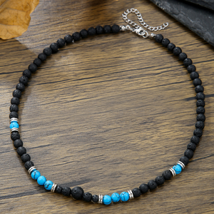 Collier tendance pour homme en turquoise, style hip-hop, artisanal, perles irrégulières, idéal pour un cadeau - Vente en gros JD GEMS - Product Image 3