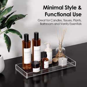 Acrylic Bathroom <b>Tray</b> Bathtub Bathroom Vanity Organizer Clear <b>Perfume</b> Storage Countertop for Soap Towel Tissue Candle Plant - Product Image 5