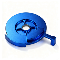 Precision Machined Anodized Aluminum Stainless Steel Mechanism Part with Central Bore Radial Ribs Optical Instrument Adjustment