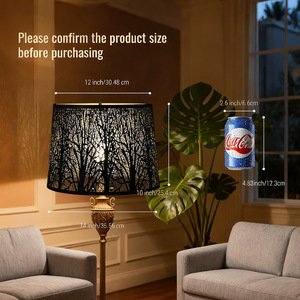Steel Lamp <b>Shade</b> <b>Black</b> With Gold Interior Laser Cut Tree Pattern Screw Fixing <b>Lighting</b> Trim Cover - Product Image 3