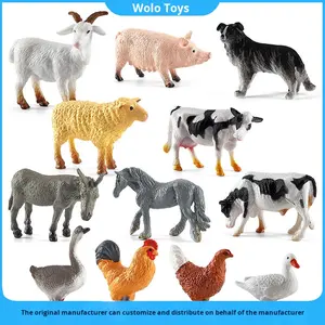 Mini Granja de Simulación Transfronteriza, Aves de Corral, <span class=keywords><strong>Pollo</strong></span>, Pato, Ganso, Vaca Lechera, Modelo de Animales Pequeños, Mesa de Arena para Maternidad, Juguete de Paisaje de PVC - Product Image 2