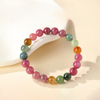 Natürliches Brasilianisches Regenbogen-Turmalin-Armband - Regenbogenfarbene Altbahnenkristalle - Einzelring-Schmuck
