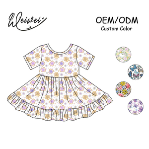 Abito in bambù Wei Wei per bambine, a maniche corte, con stampa leopardata, stile country, per neonate - Product Image 1
