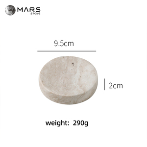 นอร์ดิกธรรมชาติหิน Travertine งานฝีมือรูปไข่ซีเมนต์กลิ้งสูบบุหรี่หินอ่อนหินถาดชา - Product Image 6