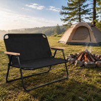 Chaise de camping pliante robuste à double siège en acier haute teneur en carbone, portable, pour extérieur, plage, salon, siège double, camping, pique-nique, voyage