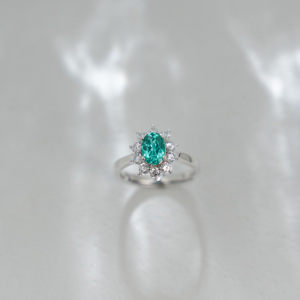 Classic 925 Silver Emerald Cut <b>Green</b> Garnet <b>Ring</b> With Round Brilliant Diamond Flower Setting For Women Engagement Jewelry - Product Image 4