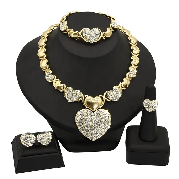 XOXO – ensembles de bijoux en or, collier en cristal, boucles d'oreilles, ensembles de bijoux de mariée à la mode, accessoires nigérians pour femmes, ensemble de bijoux