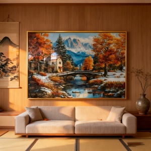Nouvelle Peinture sur Porcelaine LED en Cristal, Décoration Personnalisée pour la Maison, Impression Européenne, Paysage Hivernal, Forêt, Campagne, Salon - Product Image 6