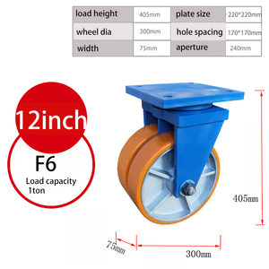 Gute Qualität Plate Caster Super Heavy Duty zweireihige Räder PU Caster 1/3/5 Tonne 6 Zoll/12 Zoll 150mm/300mm Karton 70mm - Product Image 6