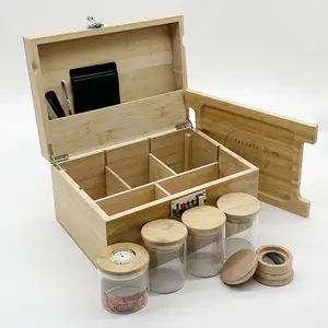 Kit de acessórios para fumo, kit de bambu à prova de cheiro magnético com fechamento