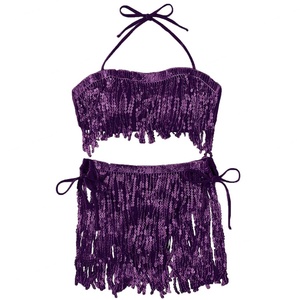 Conjunto de Bikini de Lujo Personalizado de 2 Piezas, Traje de Baño con Lentejuelas y Borlas Reflectantes para Discoteca, Ropa de Baño para Mujer - Product Image 1