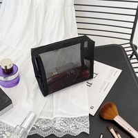 Minimalistische Schwarze Netz-Kosmetiktasche Atmungsaktiver Kosmetik-Organizer Durchsichtige Reise-Etui-Set Tragbare Reißverschluss-Hautpflegetasche