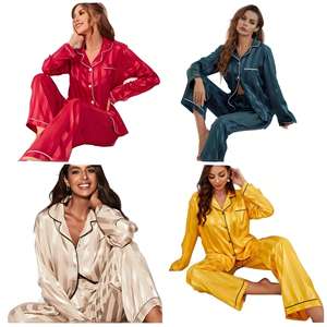 Conjunto de ropa de dormir transpirable y cómoda de alta calidad para mujer al por mayor, conjunto de ropa de dormir de manga larga y pantalones largos para mujer - Product Image 2