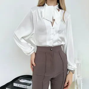 Damen-Stand-Up-Kragenhemden, Blusenhemden und Blusen langärmelig digitaldruck 2024 Mode Viskose Rayon-Hemd/
