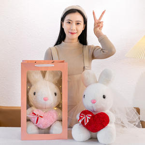 Oreiller de couple lapin en peluche super douce Xiwa, en coton PP lavé, avec <span class=keywords><strong>voile</strong></span> cœur, pour mariage haut de gamme, cadeau de Saint-Valentin - Product Image 4