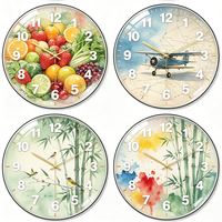 Jam Dinding Senyap Bertenaga Baterai dengan Pola Still Life Art Deco, Diameter 30x30cm, Bentuk Lingkaran, untuk Ruang Tamu