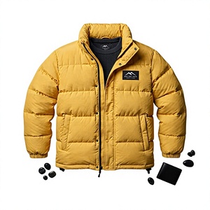 Men's <b>Yellow</b> <b>Puffer</b> <b>Jacket</b> Winter Quilted Warm Stand Collar Full Zip Casual Outdoor <b>Jacket</b> Wholesale One Apex - Product Image 5