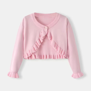 Nouvelle Collection Automne : Cardigan en Coton Tricoté pour Bébé Fille, Manteau Enfant Couleur Unie à Col Rond, Pull Châle pour Tout-Petits - Product Image 3