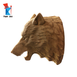 Décoration murale à suspendre fabriquée en usine pour la maison et le bureau, assemblage multi-couches, tête <span class=keywords><strong>de</strong></span> <span class=keywords><strong>loup</strong></span> 3D naturelle, <span class=keywords><strong>puzzle</strong></span> en carton écologique - Product Image 5