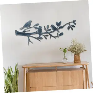 Disegno di fiori artigianali in ferro per la camera da letto per gli uccelli di amore casa Custom Chinoiserie Wall Art Metal uccelli su un ramo