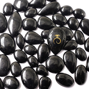 Turmalina Negra Natural Cabujón Pulido con Base Plana para Joyería, Envoltura con Alambre, Sanación, Turmalina Negra - Product Image 5