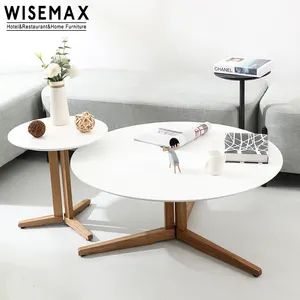 WISEMAX家具现代客厅家具天然实木中心餐桌圆形茶几套装家居