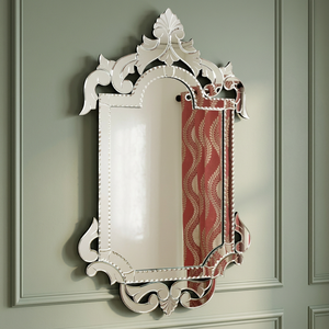 Miroir vénitien décoratif contemporain en verre argenté, fait main, de luxe, à suspendre au mur, pour la décoration de la salle de bain SVM-51 - Product Image 3
