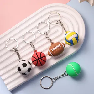 Cheap Custom 2D 3D Rubber Award Souvenir Sports Mini Rugby Volleyball Soccer Stress Ball Water Polo Softball Keychain Wholesale