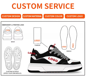 Chaussures de skate sportives personnalisées avec logo, respirantes, à lacets, confortables, antidérapantes, plateforme, pour la marche - Product Image 1