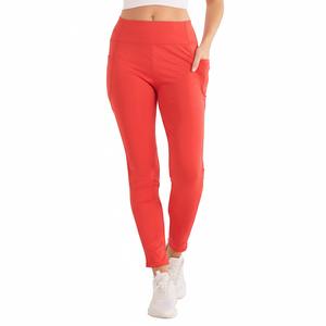 Leggings de yoga J705Z, longueur intégrale, taille haute, en spandex et polyester, extensibles dans quatre directions, couleur unie, poches, taille élastique - Product Image 1