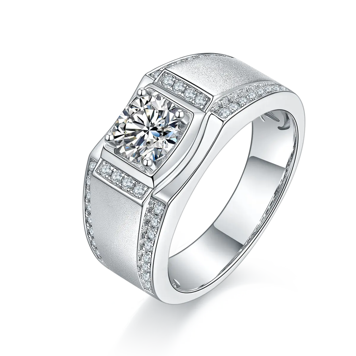 Sang Trọng D Màu Sắc Vvs1 1CT/2ct/3ct Người Đàn Ông Nhẫn Moissanite Kim Cương Engagement Ring 925 Sterling Silver Bạc Hợp Thời Trang Moissanite Đồ Trang Sức 2 Pcs