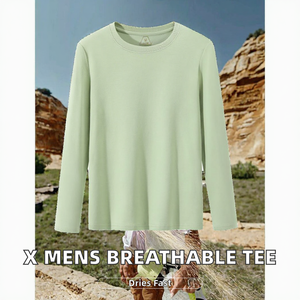 Mens <b>Long</b> <b>Sleeve</b> Cotton T Shirt Breathable Quick Dry Regular Fit Crew Neck Solid Color Casual Tee Lightweight Spring Autumn <b>Top</b> - Product Image 2