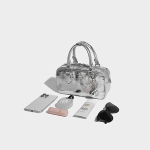 New Fashion Silver High-End Women's Boston <b>Pillow</b> Bag <b>Small</b> Square Handheld PU Single Shoulder Crossbody Size-Versatile Tanjing - Product Image 4