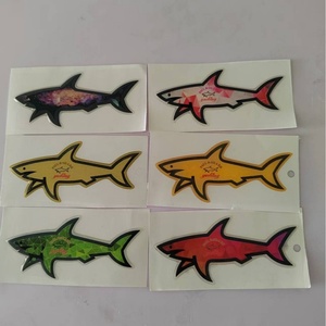 3D Eco-friendly Waterproof Die Cut Shark Sticker Logo Cartoon Decoration Custom Size Crystal Glue Sticker Wholesale