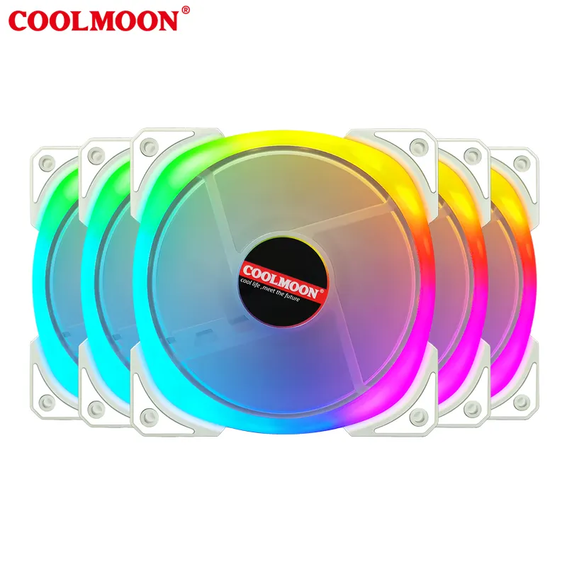 COOLMOON Dual-Oval-I white 120mm RGB fan hub Colorful LED Controller remote control Double-sided light Quiet computer case fan