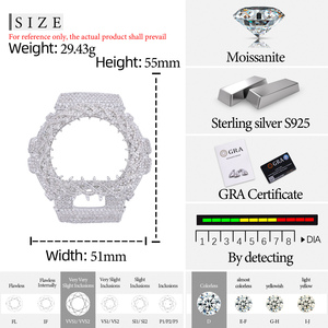 Boîtier de montre DW6900 Iced Out Thorn Design en argent 925 avec moissanite Hip Hop VVS D, accessoires de montre sertis de diamants - Product Image 6