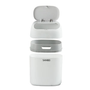 Sanbei Desktop Trash Can White Cylindrical Automatic Pop Up Lid <b>Office</b> <b>Home</b> <b>Desk</b> Waste Bin <b>Small</b> Indoor Use - Product Image 4