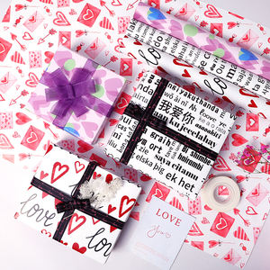 High Quality Wholesale 80g Valentine'Day and Love Art <b>Paper</b> <b>Tissue</b> 43*300cm Gift Luxury Custom Packaging <b>Wrapping</b> <b>Paper</b> Roll - Product Image 5