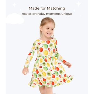 Vestido Casual Personalizado para Niñas, Manga Larga, Cintura Elástica, Corte en A, Viscosa de Bambú, Transpirable, para Uso Diario - Product Image 2